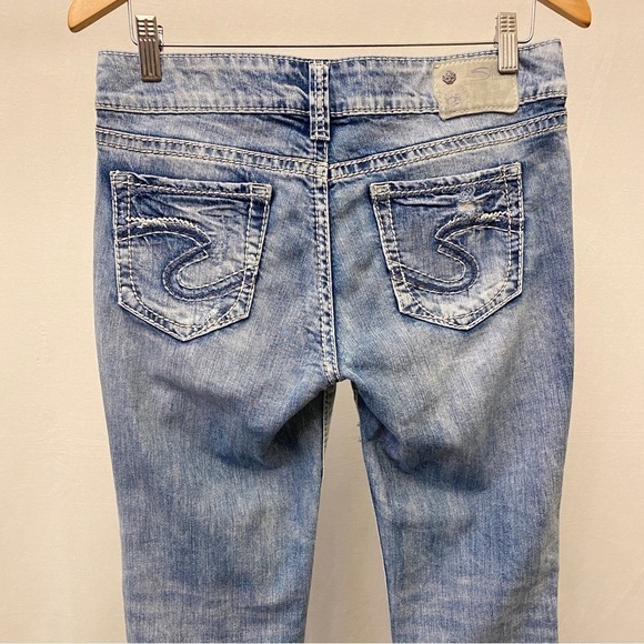 Silver Jeans Suki Mid Slim Boot Size 5/6 (28) Stretch Womens Juniors Distressed - Picture 7 of 14